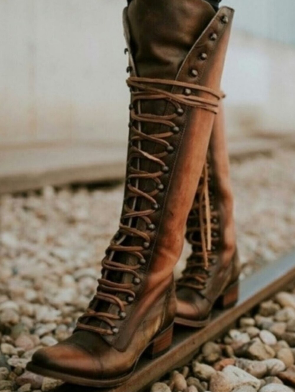 RARE Freebird Arlo Distressed Leather Lace-Up Over-The-Knee Boots Size 7 - Picture 16 of 16